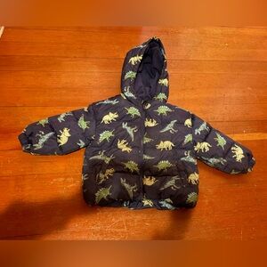 Old Navy 2T toddler boys fleece Lind puffer dinosaur coat